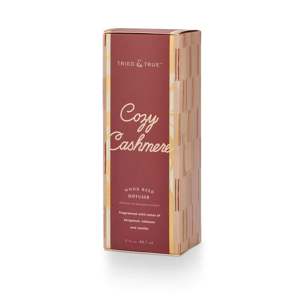 Tried & True Cozy Cashmere Wood Reed Diffuser 3 fl oz Bergamot Tobacco Vanilla